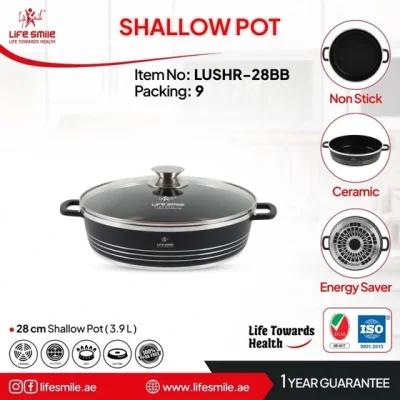 ماهیتابه سرامیکی لایف اسمایل مدل LUSHR-28BB سایز ۲۸