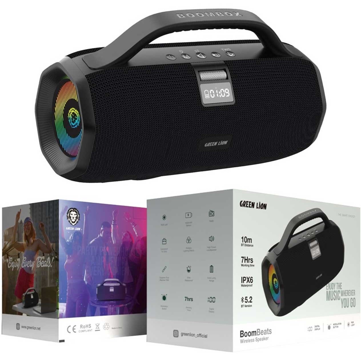 TSJEp81wns9QD5Yl اسپیکر بلوتوثی قابل حمل گرین لاین مدل Boom Beats - تصویر 1